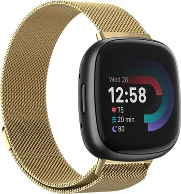 Produktbild von Strap-it Milanese Armband - Kompatibel mit Fitbit Versa 4 Armband Ersatzarmband Edelstahl - Magnetverschluss - Hochwertiges Material - für Armband Gold (M/L)