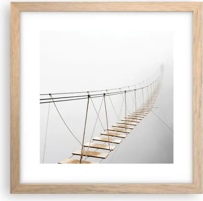 Produktbild von Gerahmtes Poster - Rahmen in heller Eiche - Brücke ausgesetzt Nebel - 30x30 cm - Wand Bild - Wanddeko - Wandbilder - Kunstposter - Wandposter - Bilderrahmen - Bilder - Kunstdruck - P2NAC30x30-5018