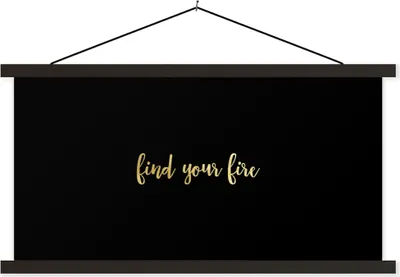 Produktbild von MuchoWow® Textilposter Feuer - Gold - Schwarz 120x60 cm mit schwarzem Rahmen - Dekoration Schlafzimmer