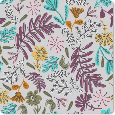 Produktbild von MuchoWow® Mauspad Mousepad Blumen - Blätter - Muster 20x20 cm - Mousepads - Maus Mat - Pad - Mausunterlage - Desk Mat - Bureauartikeln