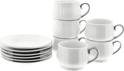 Immagine prodotto di Elegante set di tazze demitasse in porcellana fine da 100 ml - argento elegante e senza tempo