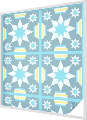 Obrázek produktu pro Vitrážová fólie na okna - 116x100 cm - vitrážový vzor - neprůhledná dekorativní fólie na ochranu soukromí - samolepicí, UV ochrana - hvězdicový vzor