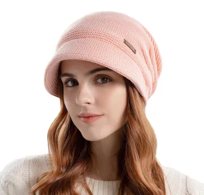 Produktbild von Damen Winter Mütze mit Visier Zopfstrick warm gefüttert Einheitsgröße Pink