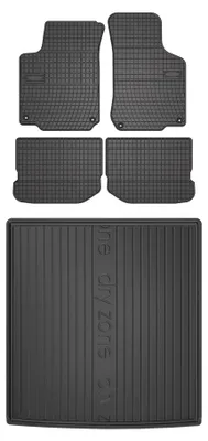 Produktbild von Gummimatten + Kofferraumwanne für Skoda Octavia I 1996-2010 (Kombi, oberer Ladeboden) – Schwarz, passgenau – Wielganizator SolidPRO