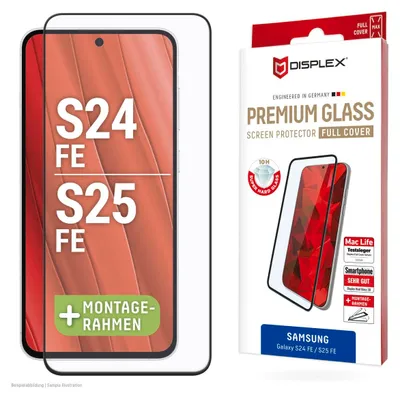 Produktbild von Displex Premium Displayschutzfolie (Vollschutz, 10H) für Samsung Galaxy S25 FE/S24 FE, Eco Montagerahmen, Vollschutz