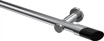 Produktbild von Interdeco Gardinenstange / Vorhangstange Chrom, Typ Platon Verano (Schräge Bicolor) ohne Ringe, 20 mm Ø 1-läufig, 120 cm