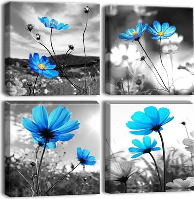 Image de Artscope Fleurs bleues Set de toiles 30x30 cm 4 pièces