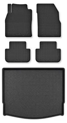 Produktbild von Gummimatten + Kofferraumwanne für Ford Mustang Mach-E 2020- (oberer Ladeboden) – Schwarz, Semi-Universal, angepasst – Wielganizator Semi-Universal