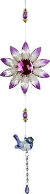 Produktbild von formano 2er Set Girlande Blume mit Vogel 30cm Fensterdeko Hänger Hängedekoration