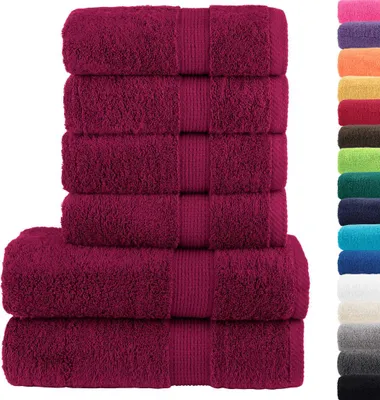 Immagine prodotto di vidaXL Set di asciugamani premium da 6 pezzi SOLUND Bordeaux 600 g/m²