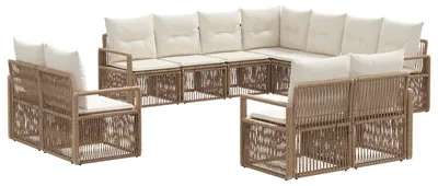 Immagine prodotto di Set di divani da giardino 11 pezzi Beige poly rattan