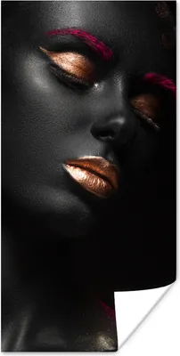 Produktbild von MuchoWow® Poster Frau - Schwarz - Gold 20x40 cm - Plakat - Foto