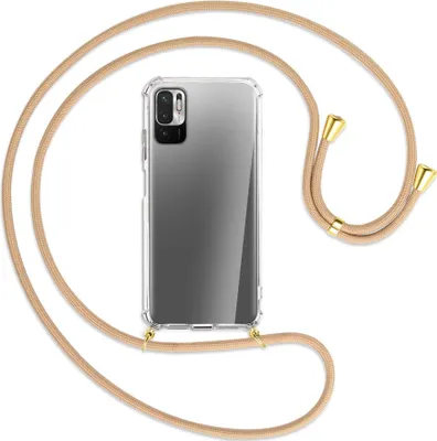 Produktbild von Handykette Backcover-Schutzhülle mit Band (Metall goldfarben) für Xiaomi Redmi Note 10 5G - beige