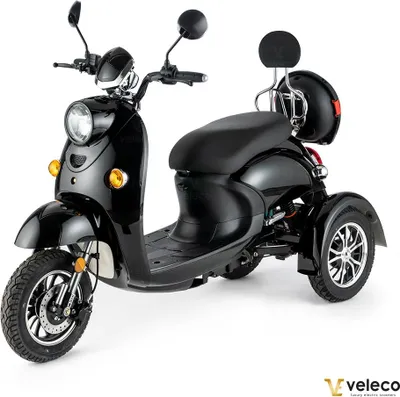 Immagine prodotto di Veleco ZT63 Nero - 650 W / 60 V - 12 km/h - - Scooter Disabili a 3 ruote - Completamente assemblato e pronto all'uso - Design italiano