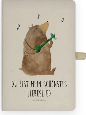 Produktbild von Mr. & Mrs. Panda Skizzenbuch Bär Lied - Transparent - Geschenk, notizbuch, Valentinstag, Journal, Herz, Liebe, Adressbuch, Hardcover A4, Tagebuch, Spruch