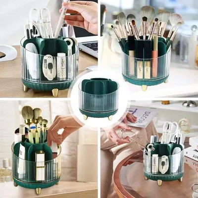 Obrázok produktu pre Uniqoos® 360° otočný organizér na make-up a doplnky, priehľadný, 7 priehradiek, výška 14 cm, materiál ABS