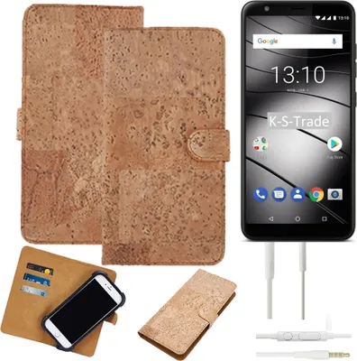 Produktbild von K-S-Trade Hülle kompatibel mit Gigaset GS280 + in ear Kopfhörer Kork Handyhülle Cover  Schutzhülle TPU Case Bumper in Hellbraun, (1x)