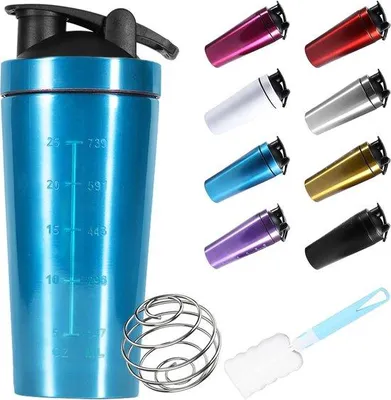 Imagen del producto de Ibenzoa® Batidora de proteínas de 960 ml: robusta, resistente a los arañazos, acero inoxidable apto para alimentos, libre de BPA, con función de mezclado integrada, a prueba de fugas, color azul, 30 cm × diámetro 8 cm