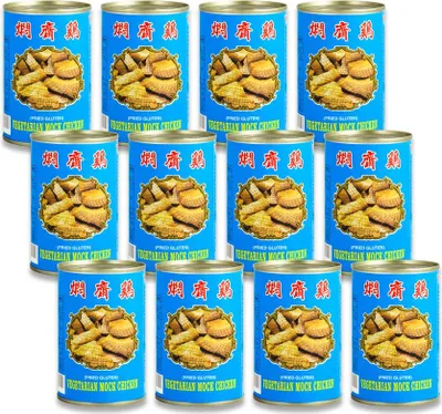 Produktbild von 12er-Pack Wu Chung Mock Huhn 290g, vegetarisch | VEGETARIAN MOCK CHICKEN | frittiertes Gluten in Sojasauce