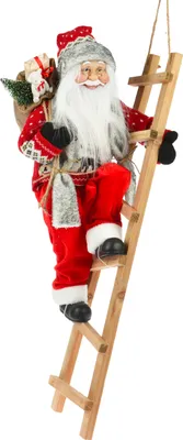 Produktbild von Weihnachtsmann mit Leiter rot 65 cm
