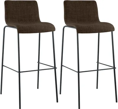 Image de lot de 2 tabourets de bar Hoover tissu 4 pieds piètement noir