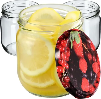 Immagine prodotto di KADAX barattoli per conserve con coperchio "Salla", barattoli per marmellata, barattoli per conserve, 425 ml, frutti di bosco, 48 pezzi