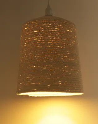 Produktbild von Papier Hänge Lampenschirm, Deckenleuchte aus Recyceltem Baumwollpapier - Modell Olas 1, Weiß, 27*22*22 cm, Asiatische Lampenschirme aus Papier & Stoff