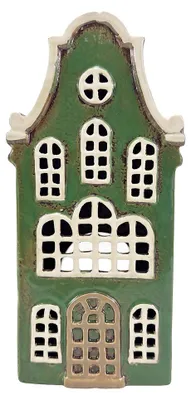 Productafbeelding van Clayre & Eef theelichthouder Haus, groen, keramiek