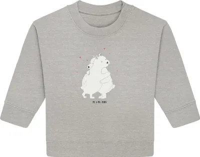 Produktbild von Mr. & Mrs. Panda Organic Baby Pullover Eisbär Umarmen 24. - 36. Monat - Heather Grey - Geschenk, Bullover, Lustige Sprüche