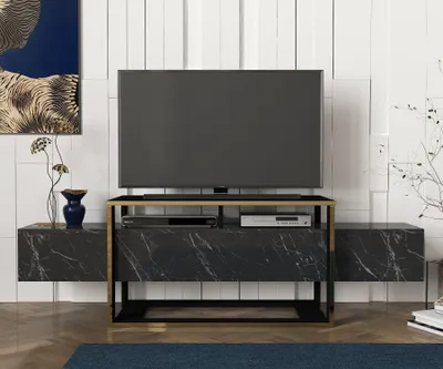 Produktbild von Wohnwand Bianco Marmor Optik | (B/H/T) 160 cm/49,8 cm/46,1 cm
