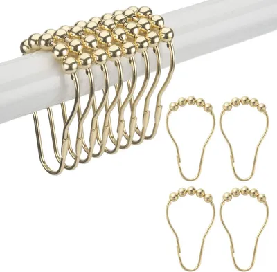 Produktbild von Duschvorhanghakenringe, rostfreie Metall-Duschvorhanghakenringe für Duschstangen und Duschvorhänge im Badezimmer – 12er-Set