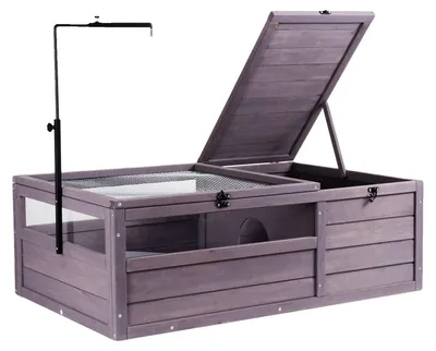 Image de Habitat pour tortues VEVOR, maison pour tortues en bois avec douille réglable, enclos pour reptiles à 2 pièces, cage pour petits animaux pour geckos, lézards, serpents, 96,5 x 61 x 33 cm
