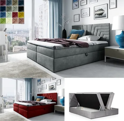 Produktbild von Boxspringbett 160x200 mit 2 Bettkasten BENN 4 Polsterbett mit Matratze und Topper mit Farbauswahl