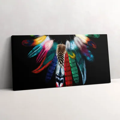 Produktbild von Bunte Vogelfedern – Leinwandbild Wandbild – 140x70 cm – Leinwandbilder – Wandbilder – Schlafzimmer – Flur