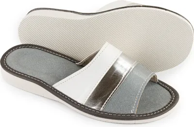 Produktbild von Damenhausschuhe mit Streifen, grau, silber, weiß Gr.37