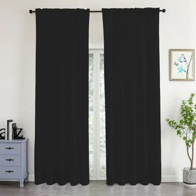 Produktbild von Samtvorhang 140 x 245 cm mit Kräuselband wasserabweisend Schwarz - 140 x 245 cm