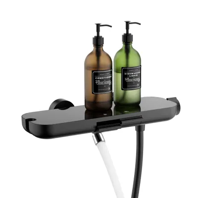 Produktbild von Badewannenarmatur mit Drehbarer Wasserauslauf Schwarzen Wannenarmatur und Duscharmaturen für Badezimmer