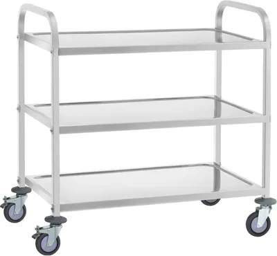 Produktbild von Royal Catering Servierwagen - Edelstahl - 3 Borde - Ablagen: 90 x 50 cm - 500 kg -