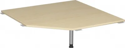 Produktbild von Geramöbel Verkettungsplatte Fünfeck 90° mit Stützfuß, mit Kabelführung, inkl. Verkettungsmaterial, höhenverstellbar, 1225x1225x680-800, Ahorn/Silber, S-555010-AS