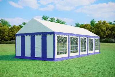 Produktbild von Partyzelt 4x10m - PVC Premium Fireproof - Blau und Weiß
