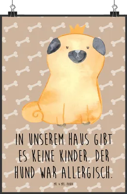 Produktbild von Mr. & Mrs. Panda Bild Mops Krone DIN A1 - Hundeglück - Geschenk, Sprüche, Wandbild, Haha, Allergisch, Hund, Königlich, Kunstdruck, drucke, Plakat, wanddeko