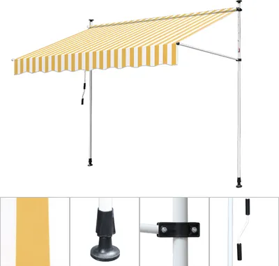 Produktbild von Jayseuw Klemmmarkise Markise Balkon UV-beständig wasserdicht Gelb Weiß 300cm