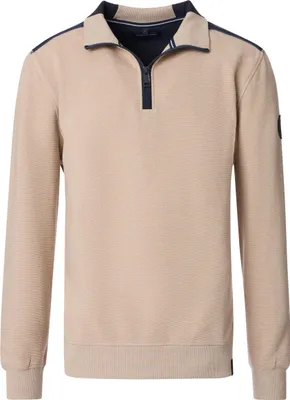 Produktbild von Casa Moda Pullover halber Reißverschluss creme einfarbig Baumwolle weite Passform