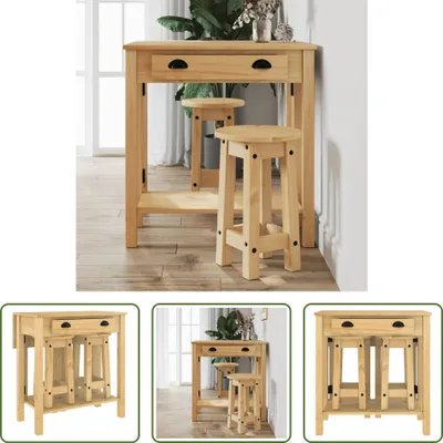 Obrázok produktu pre 3-dielna barová súprava The Living Store Barový set z masívneho borovicového dreva