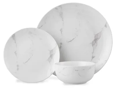 Zdjęcie produktu dla Zestaw naczyń 12-częściowy, porcelana, 4 talerze obiadowe, 4 talerze boczne, 4 miski, do serwowania
