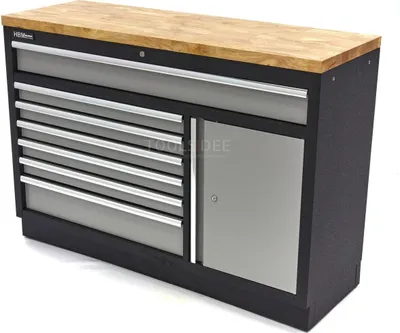 Produktbild von 7 laden Werkbank mit Tür, 136 cm, PROFI Werkstattregal für Werkstattinrichtung