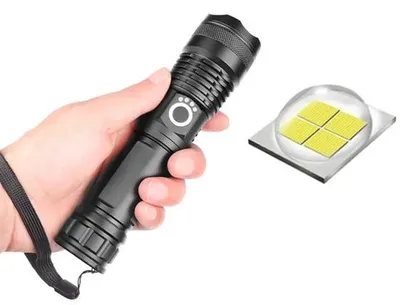 Image de Lampe torche tactique LED avec XHP70.2, lampe rechargeable à zoom, compatible 18650
