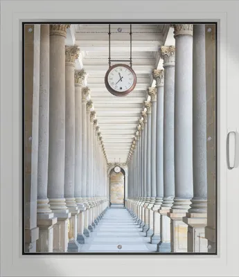 Produktbild von Wallario Lichtschutzbild, Dekorativer Sichtschutz Sonnenschutz 96 x 115 cm mit Motiv: Säulengang - Verdunklung ohne Bohren