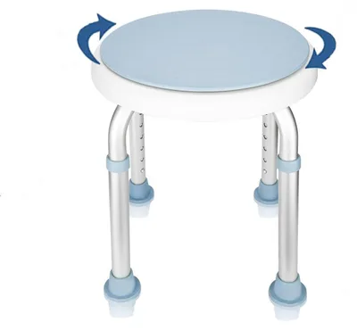 Obrázek produktu pro Sprchová stolička hliníková - Otočná o 360 stupňů - Výška nastavitelná 36 až 51 cm - Nosnost 136 kg