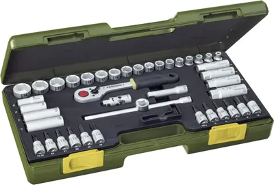 Image de Proxxon Steckschlüsselsatz, Kompaktsatz mit 3/8"-Umschaltratsche, 47-teiliges